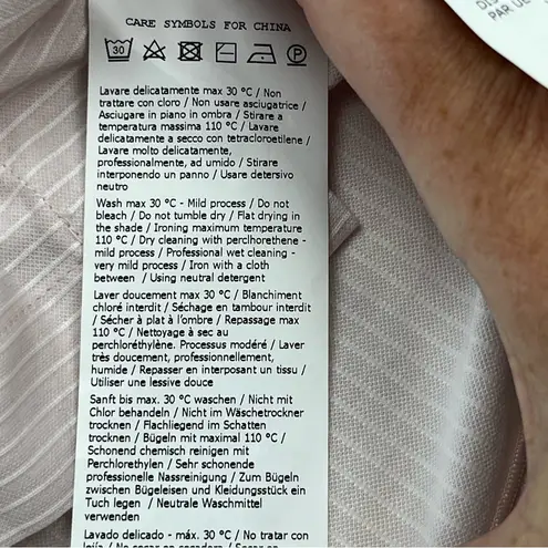 Max Mara Light Pink Edmea Button Down Blouse Medium Striped Mandarin Collar NEW