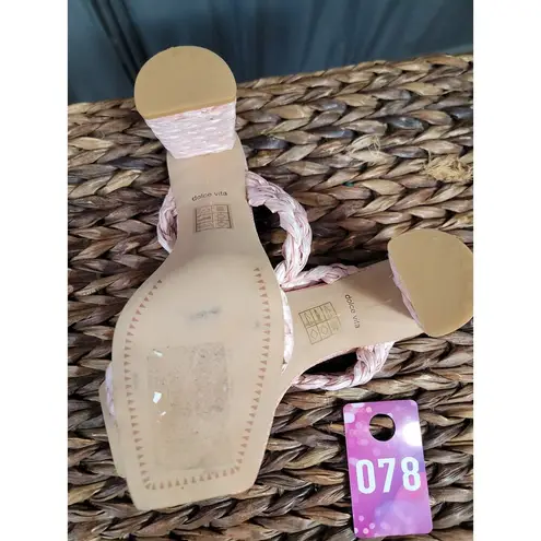 Dolce Vita Paily Women 8 Pink Raffia Braided Straps Party Preppy Strappy Sandals