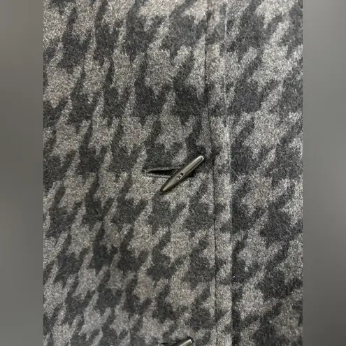 Cinzia Rocca Due Womens Wool Pea Coat Toggle Up Houndstooth Gray Black US 10