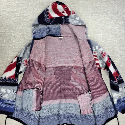 Artesanías Tuntaquimba Ecuador Wool Lighthouse Sweater Hoodie Nautical Knit L Blue Size L