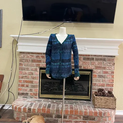 BKE blue multipatterned button down long sleeve top / L / Excellent condition - Image 7