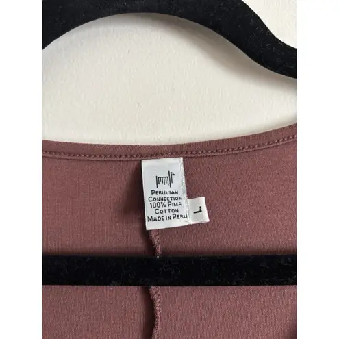 Peruvian Connection LARGE Maxi Long Length Dress V Neck Stretchy Boho Brown