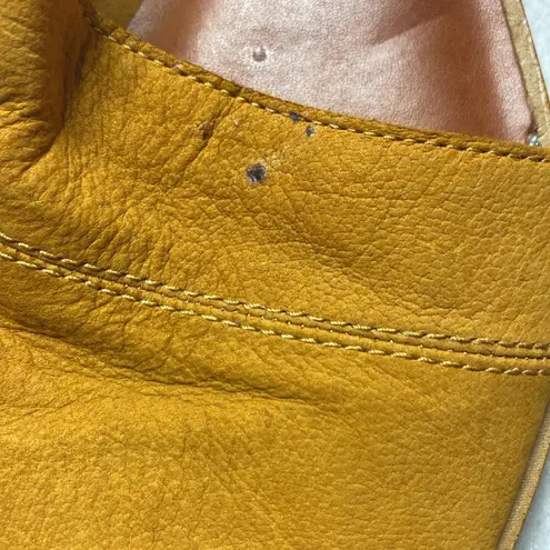 1. State  mustard yellow nubuck leather suede open flat sandals Size 9