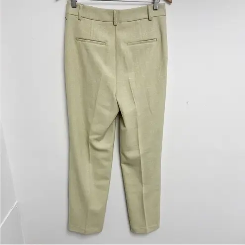 House of Harlow 1969 Textured Pleated Straight Leg Trouser Pants Sz 8 Sage Green