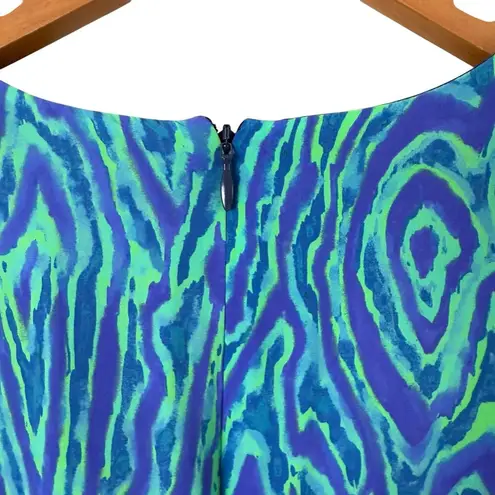 NWT Rhode Pia Mini Dress in Green and Blue Electric Moire Print, Size 0