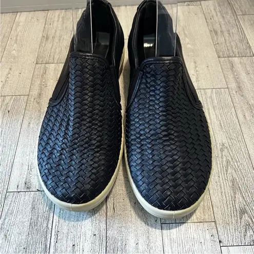 Ecco Women's Leather Soft 7 Woven Slip-On Shoes Black Size 8-8.5 /39 Sneakers