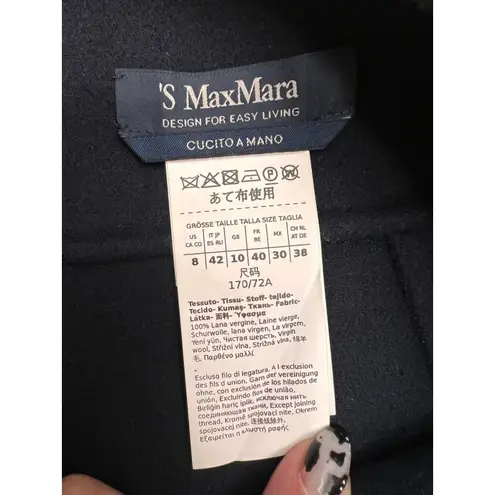 'S Max Mara Wool Mini Skirt Blue 100% Virgin Wool Size 10/42 Italy