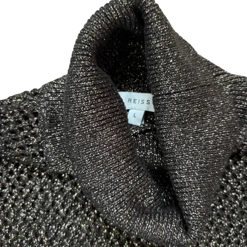 Reiss NWT Antonella open Knit Midi Dress Turtleneck Long Sleeve Metallic Size L