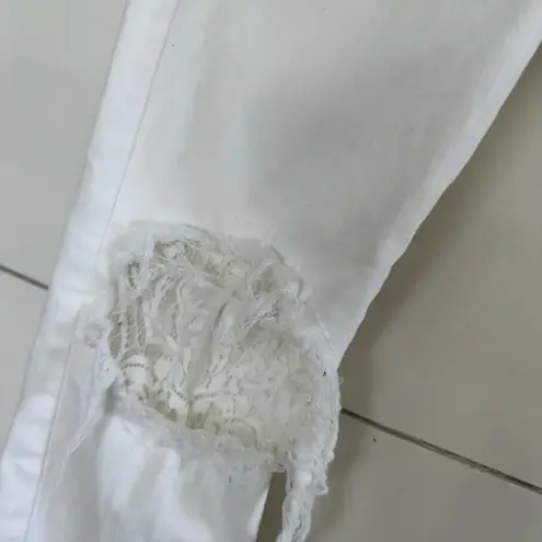 Mother Women’s White 26 Little Miss Lacey Looker Ankle Fray Jeans