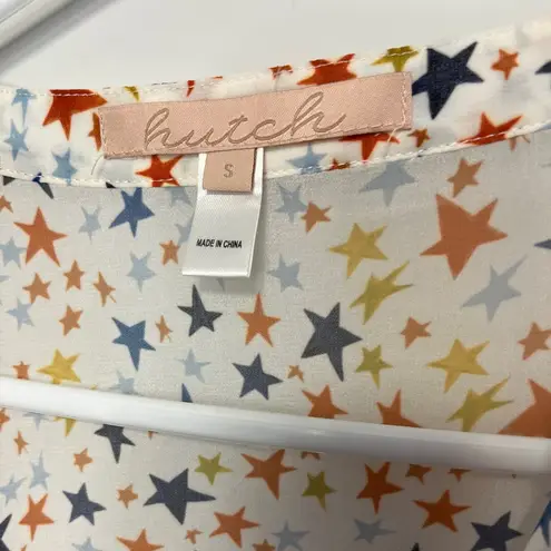 Hutch (Anthropologie) Boho Stars Print Blouse Small Tie Neck