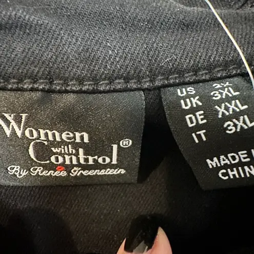 Women With Control Western Embelllished Fringe Black Denim Jacket Size 2x