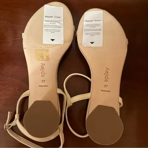 Aeyde Ivory Immi Nappa Leather Block Heel Sandal Size 7