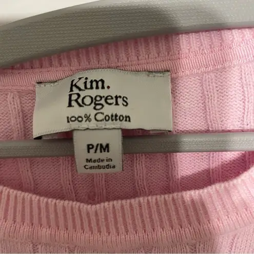 kim rogers Barbie Pink Cotton Crew Neck Cable Knit Sweater Petite Medium