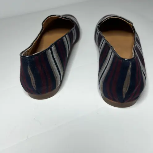 J Crew Striped Blue Burgundy Loafers Size 7