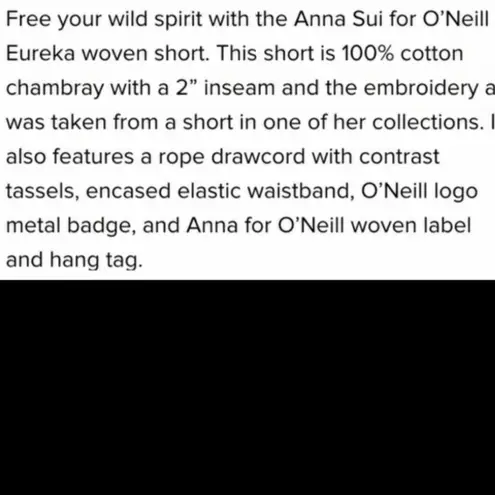 Anna Sui x O’Neill Eureka Embroidered Shorts Boho Aztec Tribal Woven Rope S
