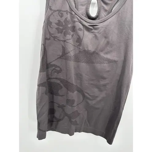 Pro-Fit  Tank Womens Large Gray Florla Printed Compression Fitted Seamless Shirt