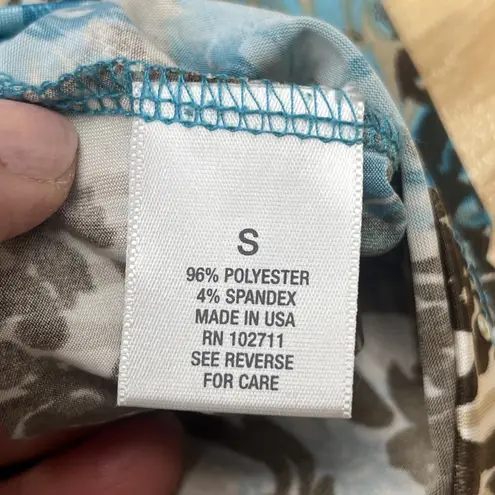 Dress Barn  Y2K Babydoll Top Turquoise Small Fairy Grunge 90's Stretch USA Made