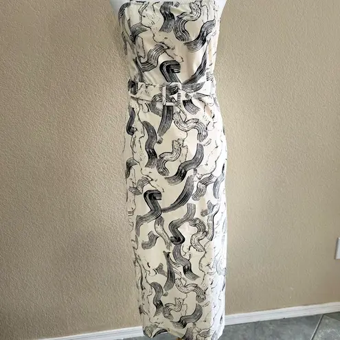 Anthropologie JUST Female Paperstrap Brush Stroke Prints Sz XS Dress Party Vacay Black