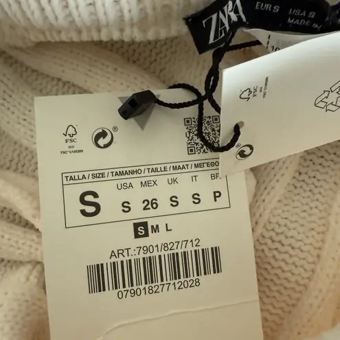 ZARA  Cream Ivory Knit Ribbed Lightweight Mini Skirt Size Small NEW