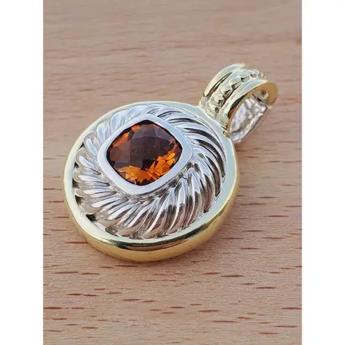 David Yurman Sterling Silver 14K Yellow Gold Citrine Cookie Pendant