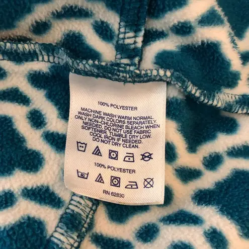 Lands' End Womens Fleece Pullover 1/4 Zip Geometric Blue White M Size M