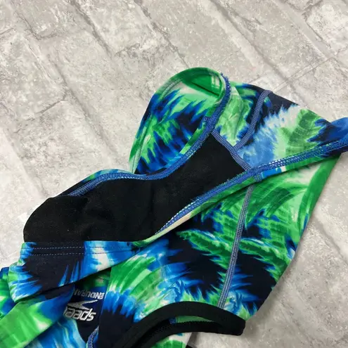 Speedo  printed one piece swimsuit green black blue sz 30/ XS