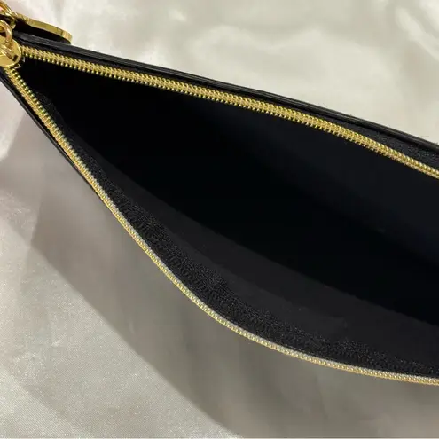 Stella McCartney Vegan Leather Zip Pouch Wallet Black Gold Zipper Clutch Case