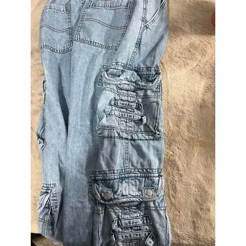Vintage Garage Denim Cargo Jeans Womens Size 26 Light Wash Multi