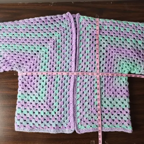 New Handmade Crochet Cardigan Open Front Sweater Premium Acrylic OS Purple Size undefined