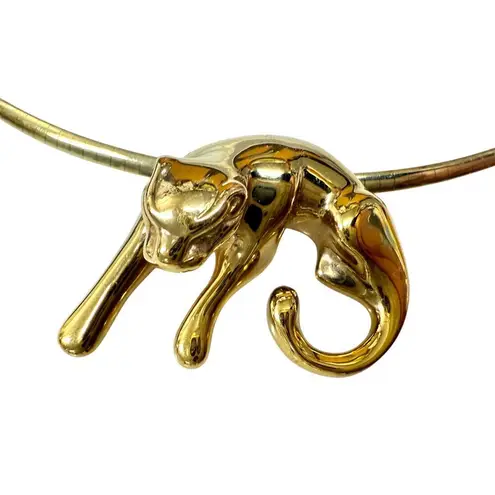 14k Gold Panther Slide Pendant + 14k Italy Omega Chain – 22.3g