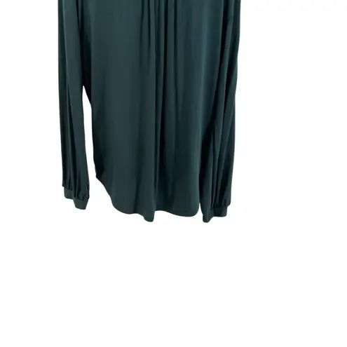 Amour Vert Elias Tie Neck Blouse Top Long Sleeve Jersey Spruce Green Size Medium