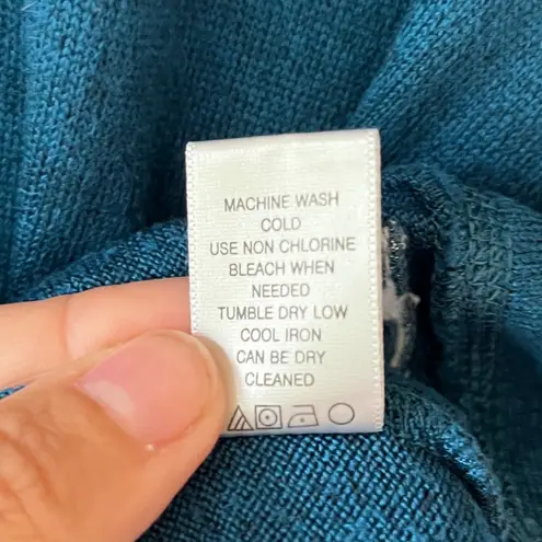 Eastern Mountain Sports Sz L Teal Stretch V Neck Blouse Sweater Fleece Pullover