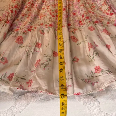 No Comment Women Floral Milkmaid Maxi Dress Sz L Cottage-core Sweetheart