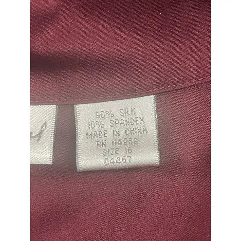 Spiegel Silk Blend Blazer Top Women’s 18 Burgundy Satin One Button 90s Holiday