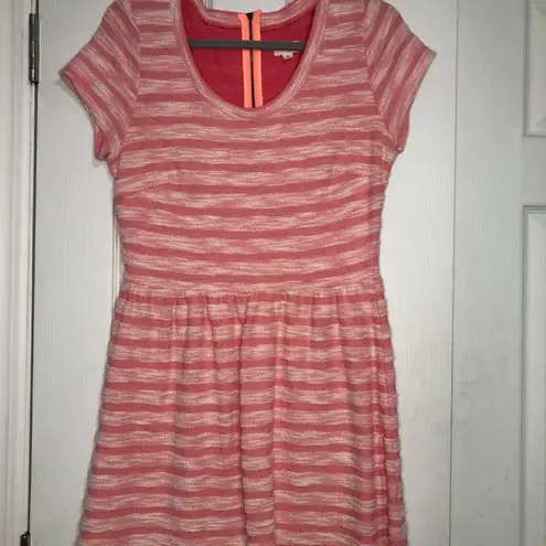 Maison Jules bubblegum pink white striped dress fit flare women’s size medium