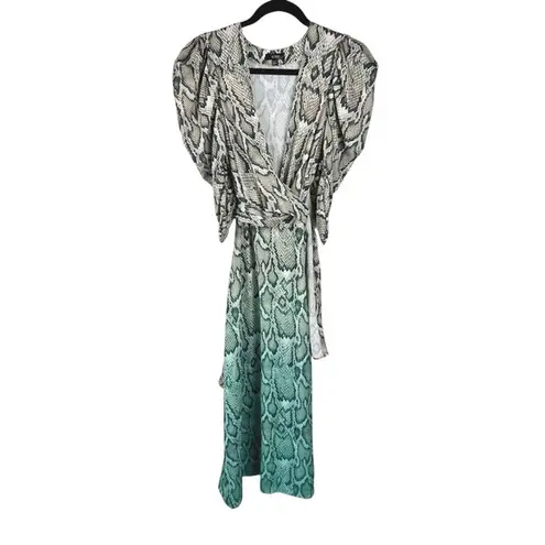 AFRM Ellis Ombre Snakeskin Print Wrap Maxi Dress XS Extra Small Party Cocktail Tan