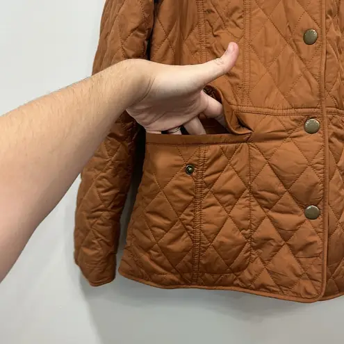 Talbots  Womens Jacket Small Burnt Orange Puffer Quilted Button Pocket Outwerwear