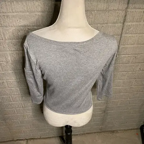 Harlow Gray Scoopneck Crew Neck 3/4 Sleeve Tee Casual Top Size Small