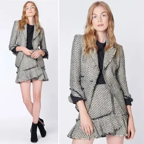 Veronica Beard Metallic Fabian Tweed Blazer Jacket Black Silver Size 4