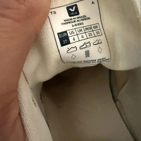 VEJA V10 CWL White Sun Peach Trainers Vegan Leather Eco Friendly Lace Up Sz 6