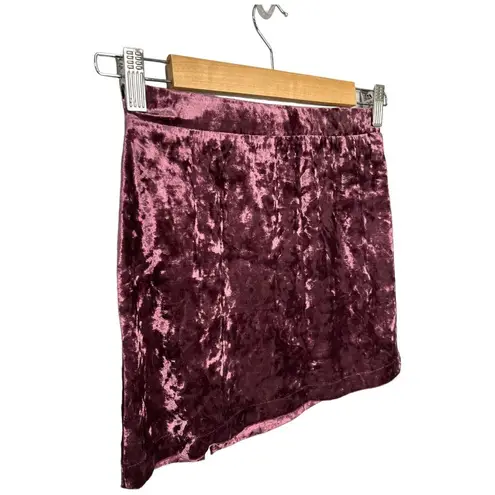 Abound New Nordstrom  Crushed Velvet Velour Mini Retro 90s Y2K Skirt Burgundy XS