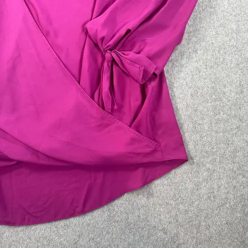 Everleigh Purple Wrap Drape Blouse Women's 2XL High Low Long Sleeve V