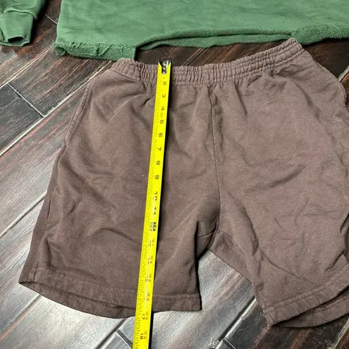 Los Angeles Apparel Crop top hoodie sweater & elastic waist shorts set basic