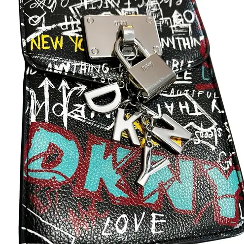 DKNY  Elissa Northsouth Graffiti Crossbody Bag Vegan Pebbled Leather