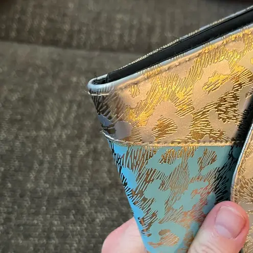 Turquoise & Gold Leopard Print Clutch