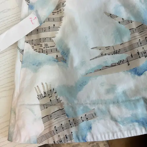 Maeve Anthropologie Skirt Women Size 8 Blue Birds Music Note Cloud Art Sparrow