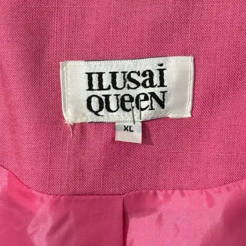 Vintage 1980s Hot Pink Blazer with Gold Pearl Buttons – Size XL