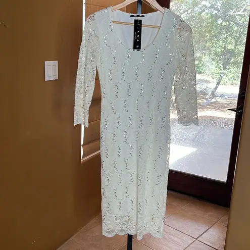 Tiana B Women's Sequin Lace Sheath Dress Cream Size 6P