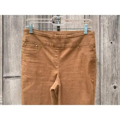 Ruby Rd  LADIES PETITE SPANDEX BLEND PULLON LONG BROWN TWILL PANTS JEANS 8P