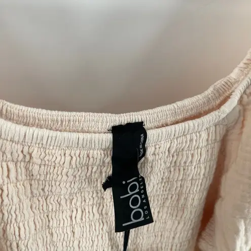 Bobi Blouse Large Smocked Bare Light Peach NWT Long Sleeve 100% Cotton Stretch
